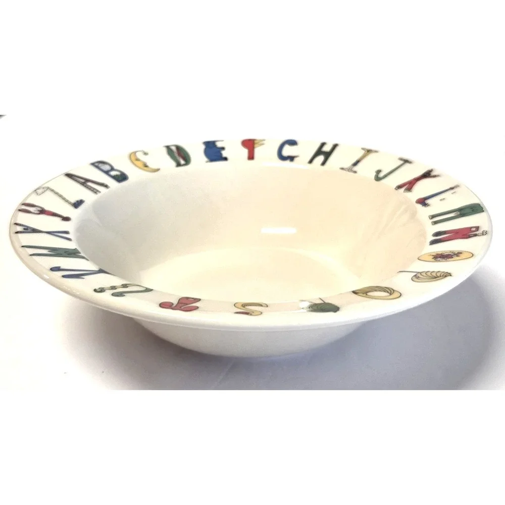 VTG Homer Laughlin 1981 Lynn S Morris Childhood Treasures Alphabet Bowl Colorful